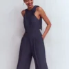 Tie Halter Neck Jumpsuit Navy Tie Halter Neck Jumpsuit Navy
