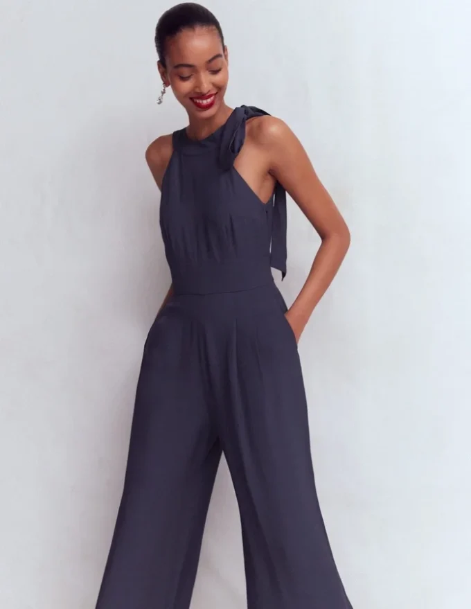 Tie Halter Neck Jumpsuit Navy Tie Halter Neck Jumpsuit Navy