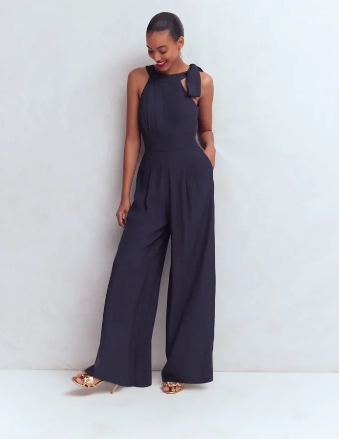 Tie Halter Neck Jumpsuit Navy Tie Halter Neck Jumpsuit Navy