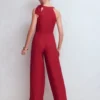 Tie Halter Neck Jumpsuit Rich Chestnut Tie Halter Neck Jumpsuit Rich Chestnut