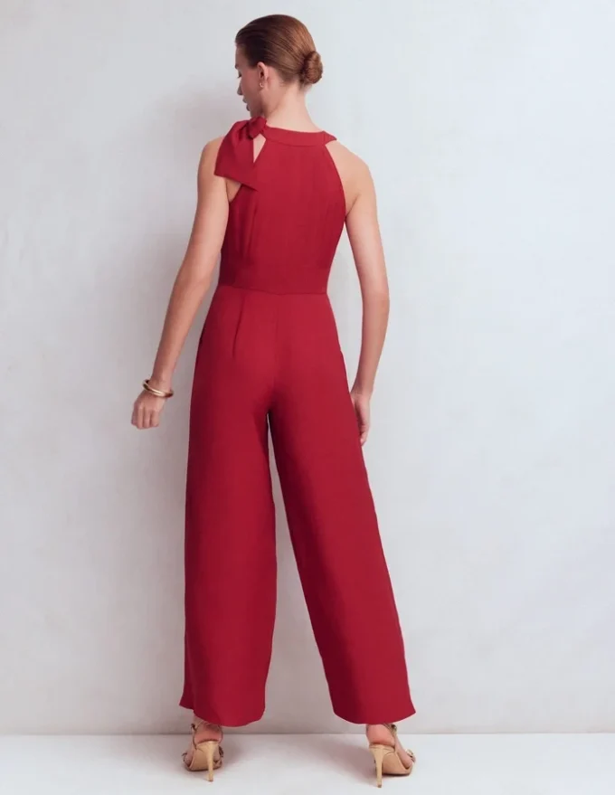 Tie Halter Neck Jumpsuit Rich Chestnut Tie Halter Neck Jumpsuit Rich Chestnut