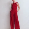 Tie Halter Neck Jumpsuit Rich Chestnut Tie Halter Neck Jumpsuit Rich Chestnut
