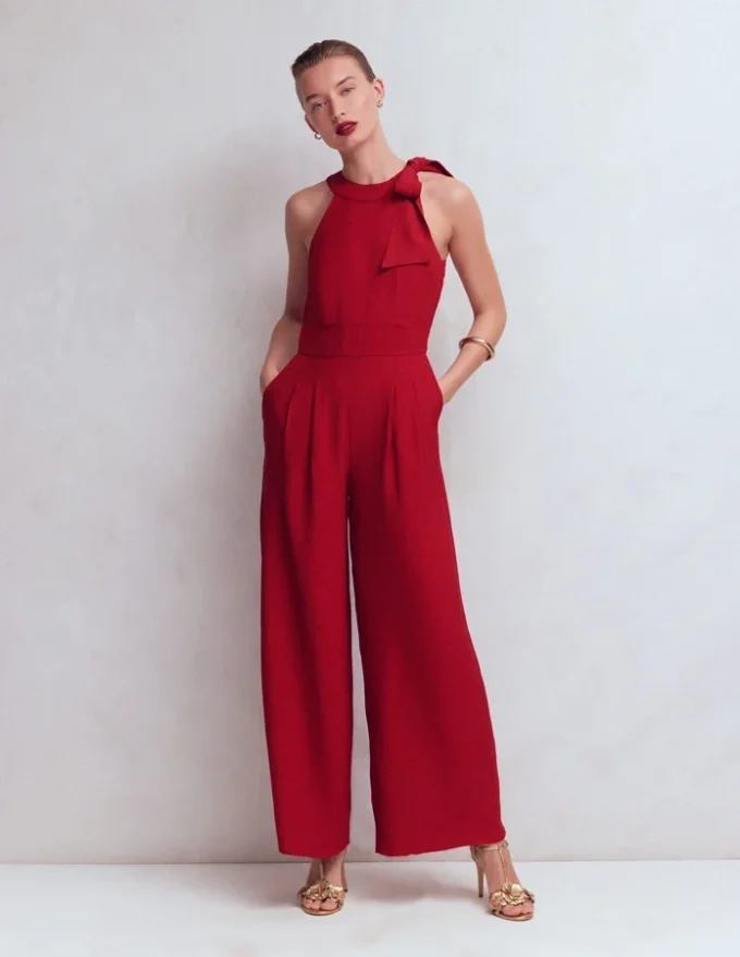Tie Halter Neck Jumpsuit Rich Chestnut Tie Halter Neck Jumpsuit Rich Chestnut