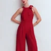 Tie Halter Neck Jumpsuit Rich Chestnut Tie Halter Neck Jumpsuit Rich Chestnut