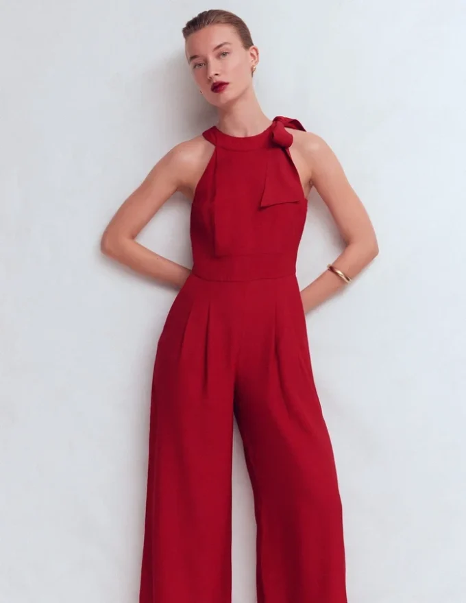Tie Halter Neck Jumpsuit Rich Chestnut Tie Halter Neck Jumpsuit Rich Chestnut