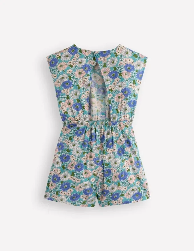 Tie Waist Woven Playsuit Blue Floral Tie Waist Woven Playsuit Blue Floral