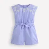 Tie Waist Woven Playsuit Denim Embroidery Tie Waist Woven Playsuit Denim Embroidery