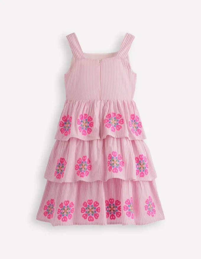 Tiered Embroidered Dress Formica Pink Stripe Tiered Embroidered Dress Formica Pink Stripe