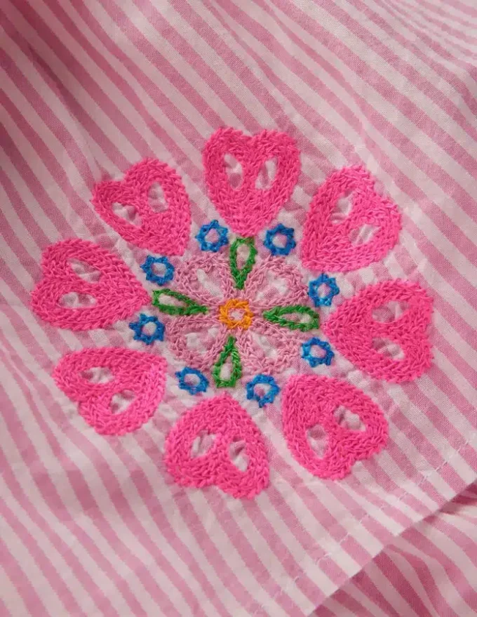 Tiered Embroidered Dress Formica Pink Stripe Tiered Embroidered Dress Formica Pink Stripe