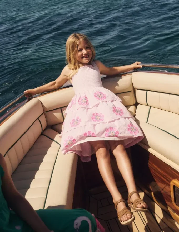 Tiered Embroidered Dress Formica Pink Stripe Tiered Embroidered Dress Formica Pink Stripe