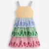 Tiered Embroidered Dress Hotchpotch Stripe Embroidery Tiered Embroidered Dress Hotchpotch Stripe Embroidery