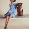 Tiered Jersey Sundress Blue Spot