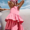 Tiered Jersey Sundress Bubblegum Pink