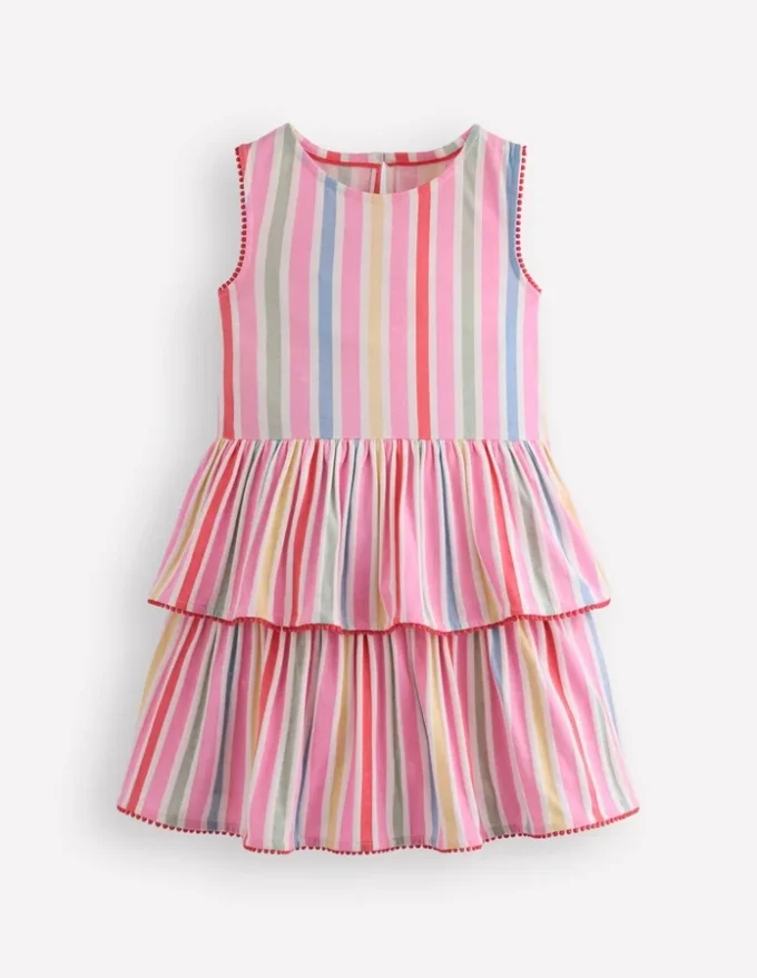 Tiered Jersey Sundress Pink Stripe Tiered Jersey Sundress Pink Stripe