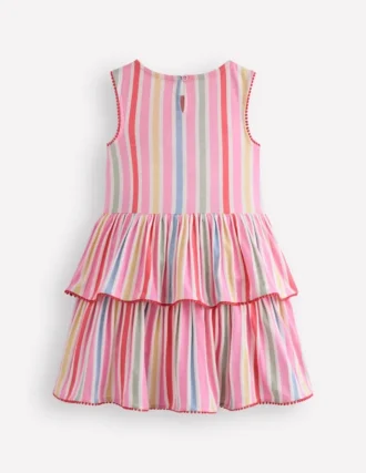 Tiered Jersey Sundress Pink Stripe