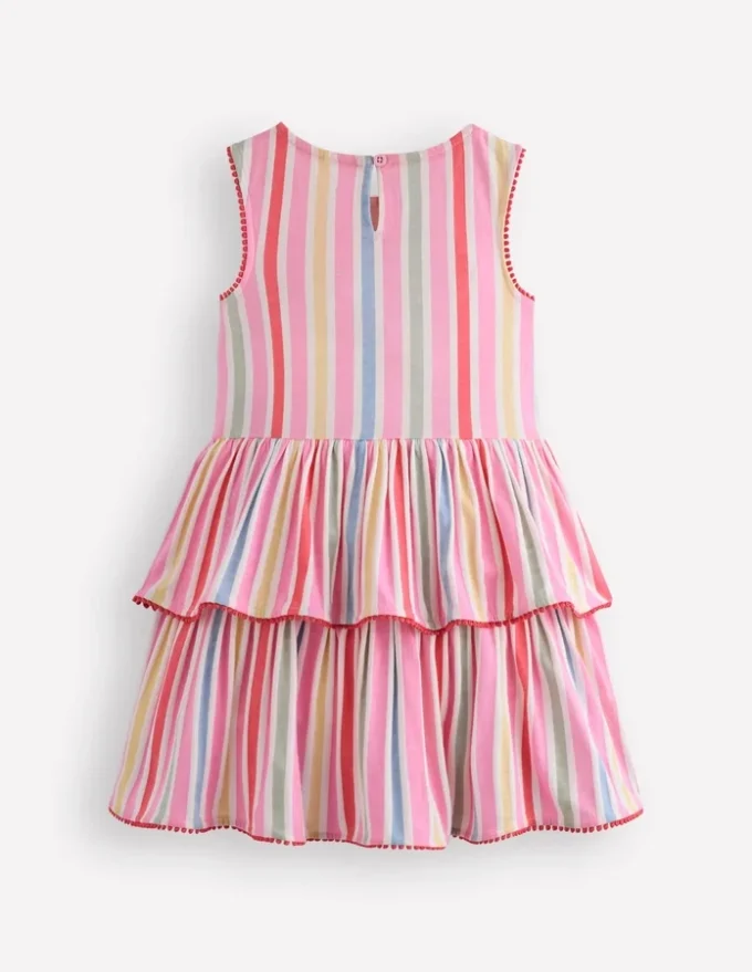 Tiered Jersey Sundress Pink Stripe Tiered Jersey Sundress Pink Stripe