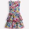 Tiered Jersey Sundress Tickled Pink Floral Sprig