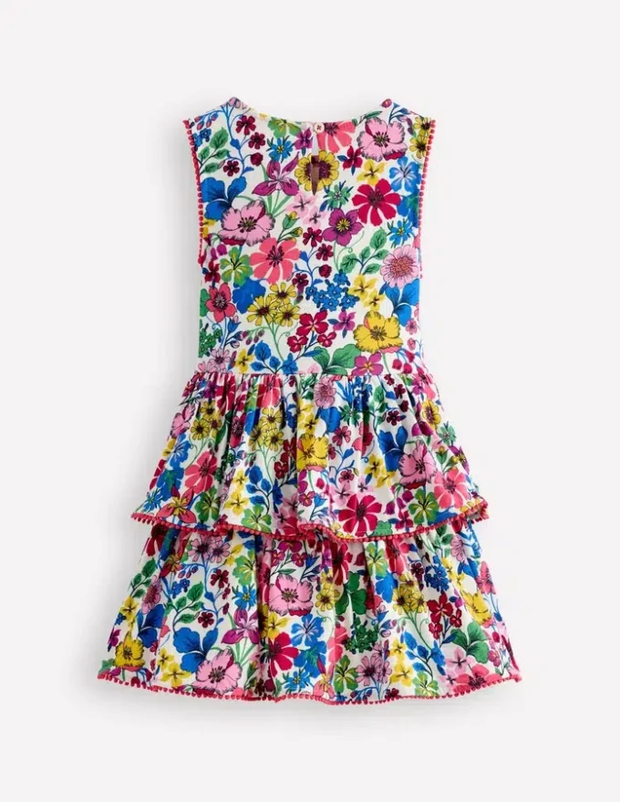 Tiered Jersey Sundress Tickled Pink Floral Sprig