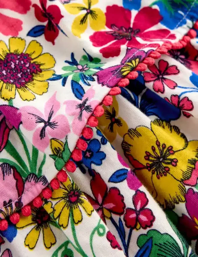 Tiered Jersey Sundress Tickled Pink Floral Sprig