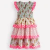 Tiered Lace Trim Dress Festival Pink Ditsy Rose Tiered Lace Trim Dress Festival Pink Ditsy Rose
