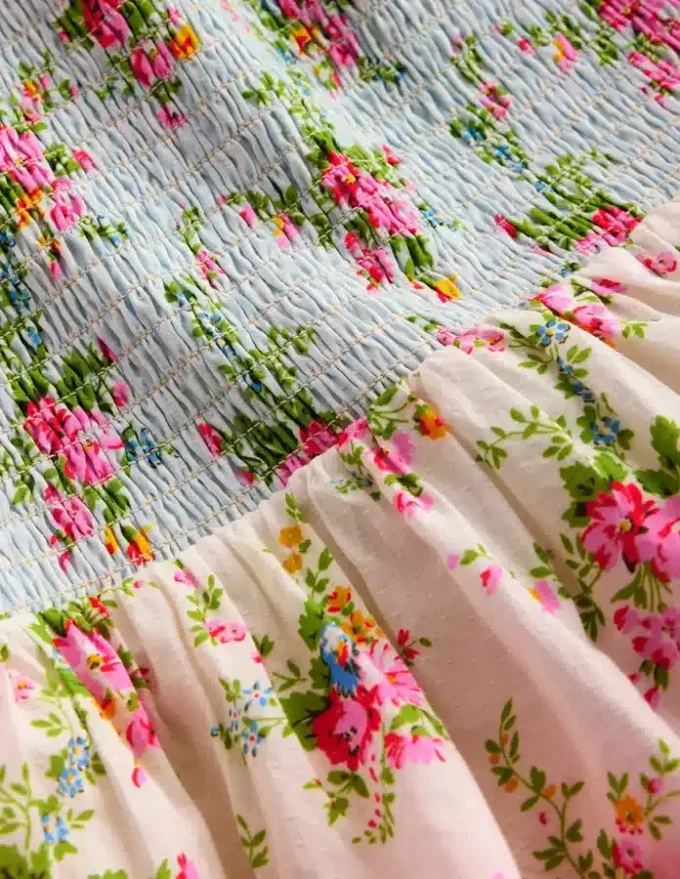 Tiered Lace Trim Dress Festival Pink Ditsy Rose Tiered Lace Trim Dress Festival Pink Ditsy Rose