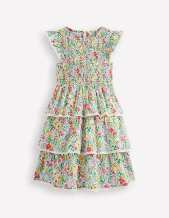 Tiered Lace Trim Dress Multi Spring Floral