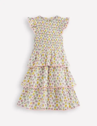 Tiered Lace Trim Dress Soft Ivory Rosa