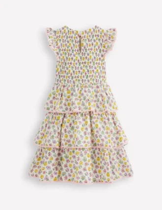 Tiered Lace Trim Dress Soft Ivory Rosa