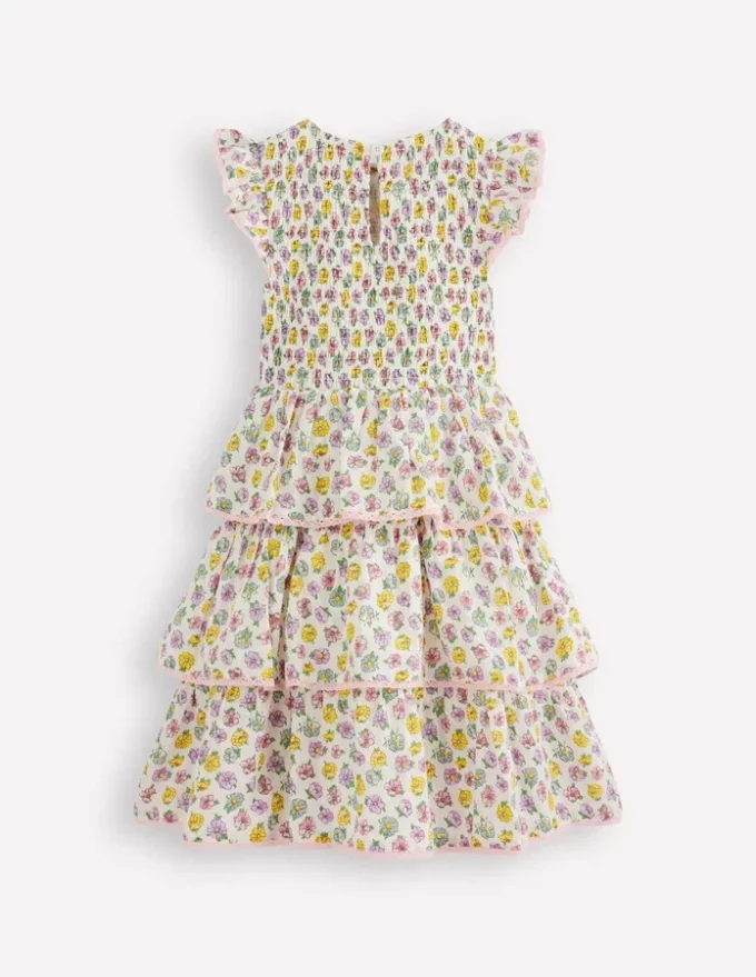Tiered Lace Trim Dress Soft Ivory Rosa Tiered Lace Trim Dress Soft Ivory Rosa