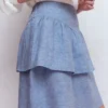 Tiered Linen Skirt Blue Chambray Tiered Linen Skirt Blue Chambray