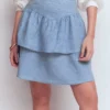 Tiered Linen Skirt Blue Chambray Tiered Linen Skirt Blue Chambray