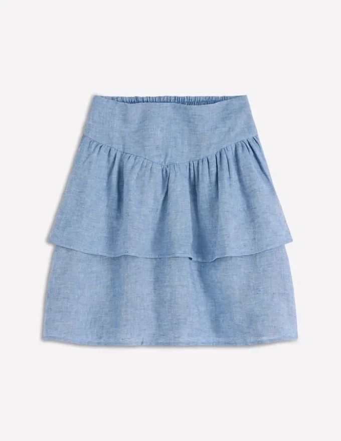 Tiered Linen Skirt Blue Chambray Tiered Linen Skirt Blue Chambray