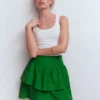 Tiered Linen Skirt Highland Green Tiered Linen Skirt Highland Green