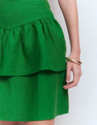 Tiered Linen Skirt Highland Green