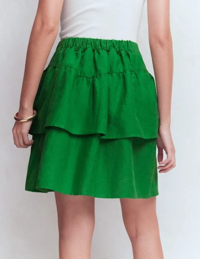 Tiered Linen Skirt Highland Green Tiered Linen Skirt Highland Green