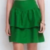 Tiered Linen Skirt Highland Green Tiered Linen Skirt Highland Green