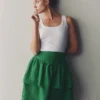 Tiered Linen Skirt Highland Green Tiered Linen Skirt Highland Green