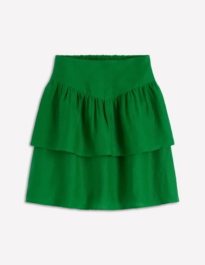 Tiered Linen Skirt Highland Green Tiered Linen Skirt Highland Green