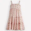 Tiered Midi Sundress Soft Ivory Gingham Floral