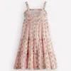 Tiered Midi Sundress Soft Ivory Gingham Floral