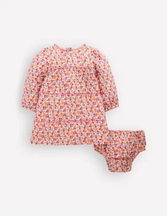 Tiered Ric Rac Dress Pink Ditsy Floral