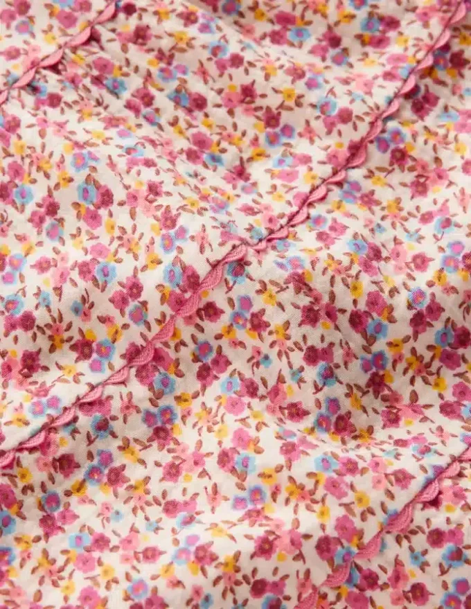 Tiered Ric Rac Dress Pink Ditsy Floral Tiered Ric Rac Dress Pink Ditsy Floral
