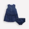 Tiered Ruffle Dress Chambray Embroidery Tiered Ruffle Dress Chambray Embroidery