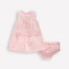 Tiered Ruffle Dress Pink Embroidered Stripe Tiered Ruffle Dress Pink Embroidered Stripe