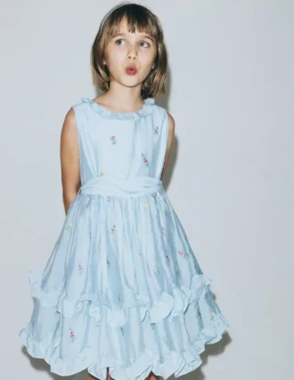 Tiered Ruffle Occasion Dress Misty Blue