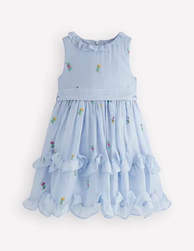 Tiered Ruffle Occasion Dress Misty Blue Tiered Ruffle Occasion Dress Misty Blue
