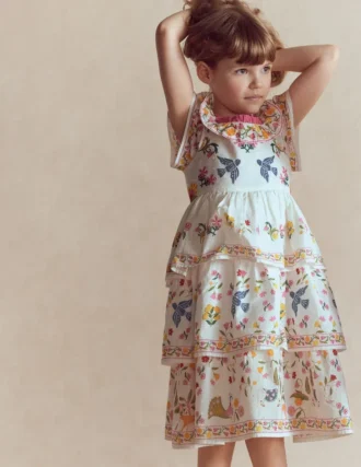 Tiered Ruffle Woven Dress Soft Ivory Jungle Placement