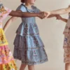 Tiered Ruffle Woven Dress Ticking Stripe Floral Tiered Ruffle Woven Dress Ticking Stripe Floral