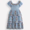 Tiered Ruffle Woven Dress Ticking Stripe Floral Tiered Ruffle Woven Dress Ticking Stripe Floral