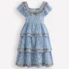 Tiered Ruffle Woven Dress Ticking Stripe Floral Tiered Ruffle Woven Dress Ticking Stripe Floral